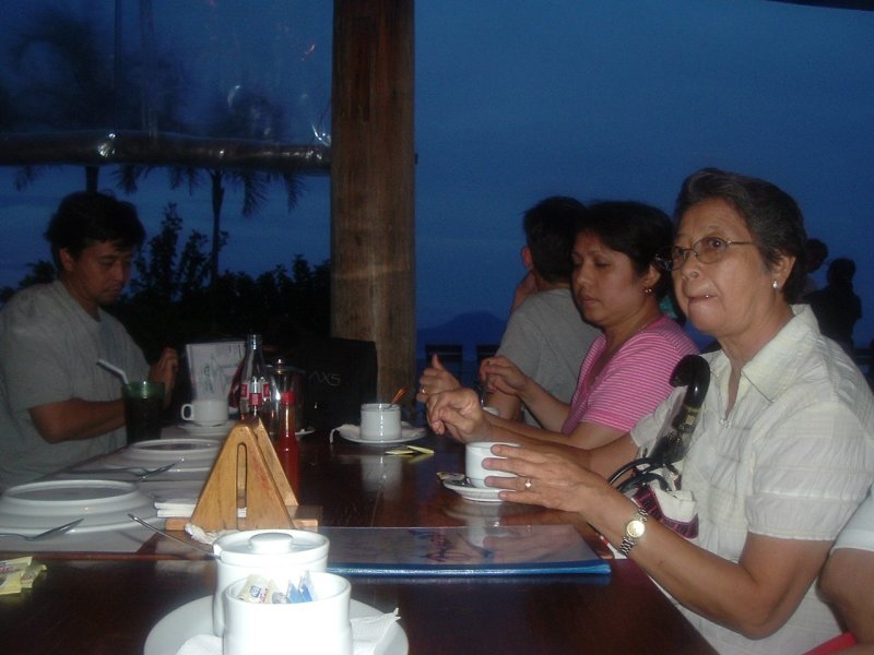 Coffee at a restaurant overlooking Taal lake